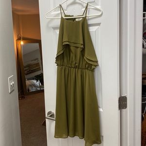 Flattering olive green midi dress